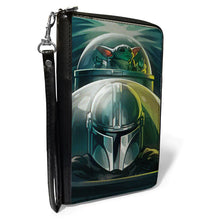 Load image into Gallery viewer, PU Zip Around Wallet Rectangle - Star Wars The Mandalorian Din Djarin and Grogu Starfighter